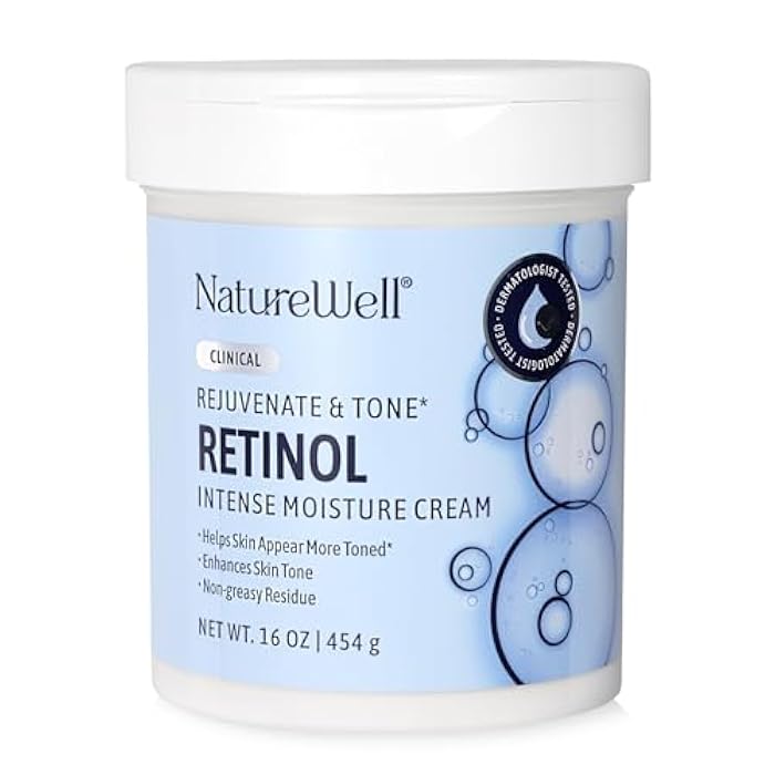 NATURE WELL Clinical Rejuvenate & Tone Retinol Intense Moisture Cream for Face, Body, & Hands, Anti-Aging, Targets Discoloration, Wrinkles, Sun Damage, Crepey, & Sagging Skin, 16 Oz - Image 1