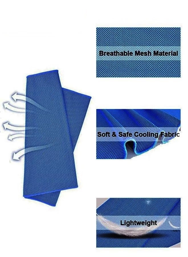 3PCS Cooling Towels for Hot Weather Instant Cold Breathable Towel Chilly Rags for Neck Sweat Towels for Gym Yoga Golf Tennis Workout Travel 100*30CM Blue (بالإنجليزية) - Image 5