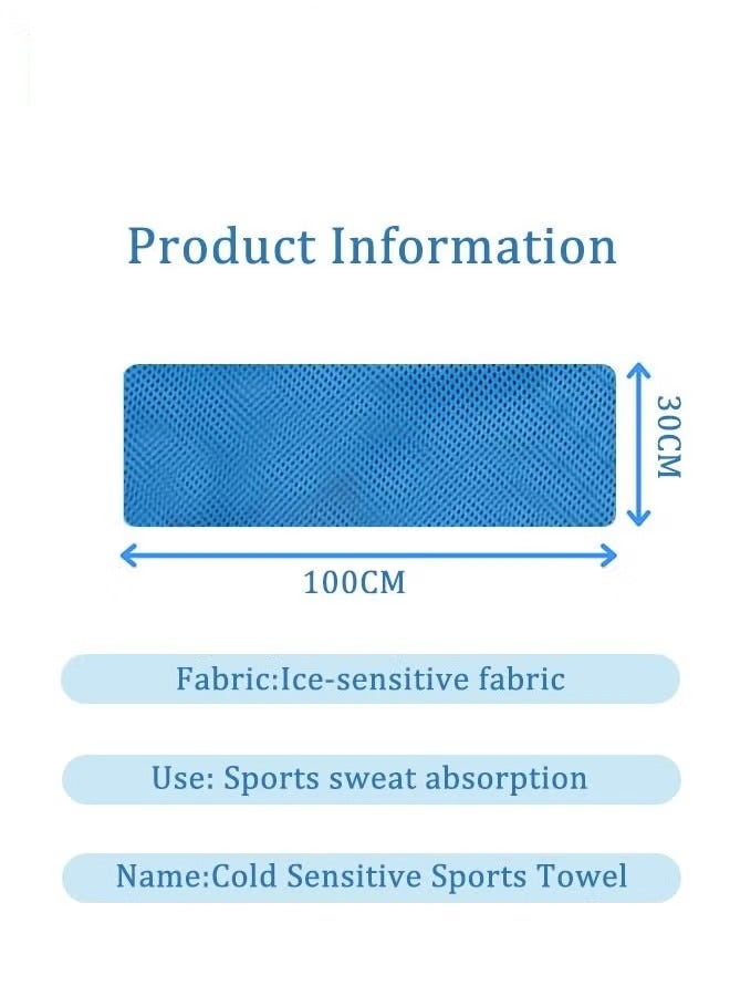 3PCS Cooling Towels for Hot Weather Instant Cold Breathable Towel Chilly Rags for Neck Sweat Towels for Gym Yoga Golf Tennis Workout Travel 100*30CM Blue (بالإنجليزية) - Image 2