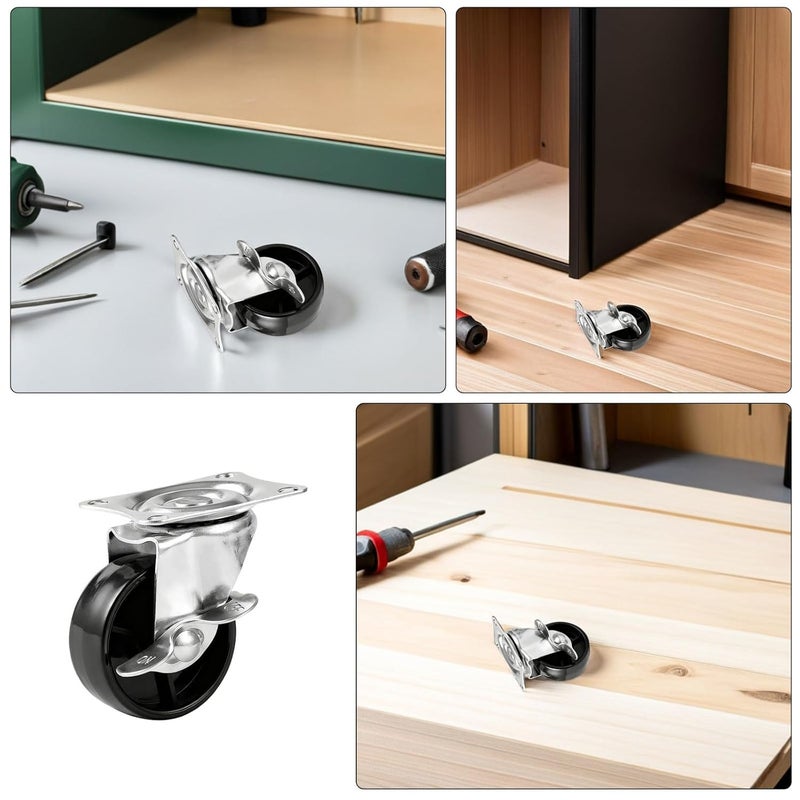 2 Inch Locking Rubber Casters Wheels Set of 4 with Brake for Furniture Storage Rack Cabinet - Image 4