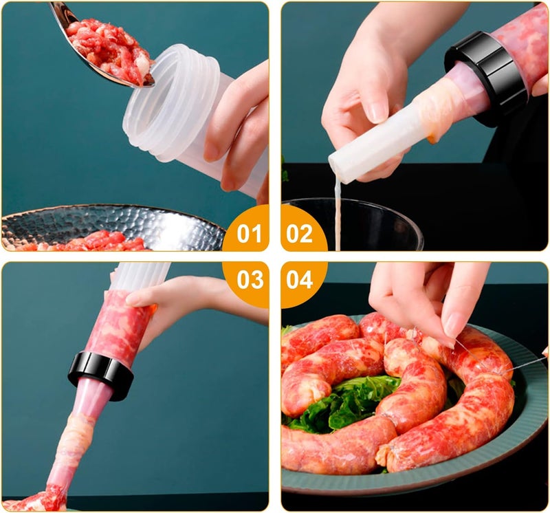 woobles Homemade Sausage Maker Kitchen Sausage Stuffer Tool Manual Meat Filling Machine with 3 Stuffing Tubes… - Image 2