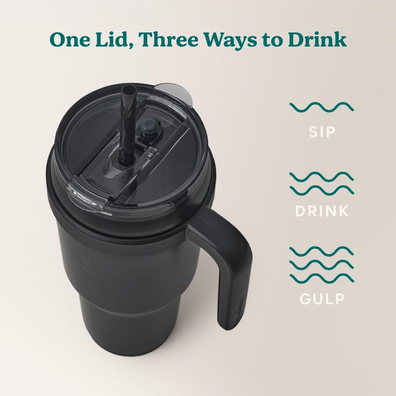 REDUCE 40 oz Stainless Steel Tumbler with Handle - Dual-Wall Vacuum Insulated Travel Mug, Sweat-Proof Lid & Reusable Straw - Keeps Drinks Cold for 24 Hrs, Fits Cupholders, Dishwasher Safe - Phantom - Image 5