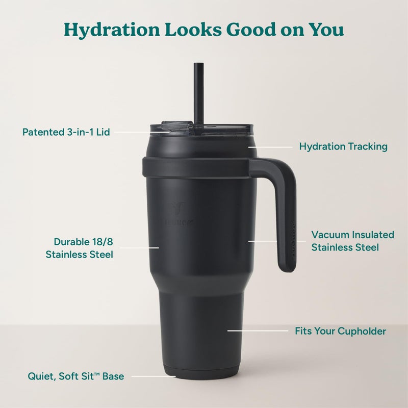 REDUCE 40 oz Stainless Steel Tumbler with Handle - Dual-Wall Vacuum Insulated Travel Mug, Sweat-Proof Lid & Reusable Straw - Keeps Drinks Cold for 24 Hrs, Fits Cupholders, Dishwasher Safe - Phantom - Image 4