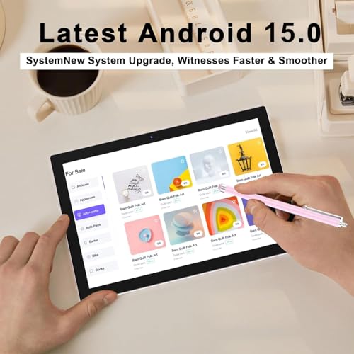 CUPEISI Tablet Android 15, 10 inch 12GB RAM+64GB ROM/1TB Expand, 2 in 1 Tablets with Keyboard Case Mouse Stylus, 1.8GHz Quad-core Processor, 1280*800 IPS HD Touch Screen, 8MP Camera, 5G Wi-Fi 6 BT5.0 Computer - Image 2