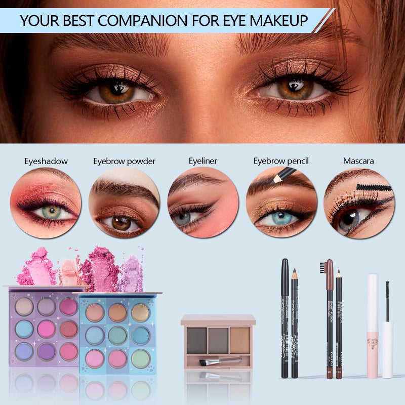 Moobirlet Makeup Kits For Girls Teens, Makeup Gift Set For Women with Eyeshadow Palettes, Brushes, Lip Gloss, Travel Make up Starter Kit For Beginners (C0912) - Image 3