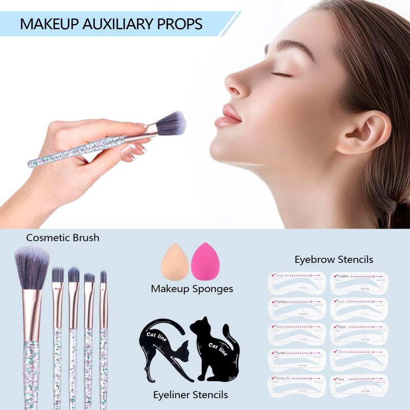 Moobirlet Makeup Kits For Girls Teens, Makeup Gift Set For Women with Eyeshadow Palettes, Brushes, Lip Gloss, Travel Make up Starter Kit For Beginners (C0912) - Image 5