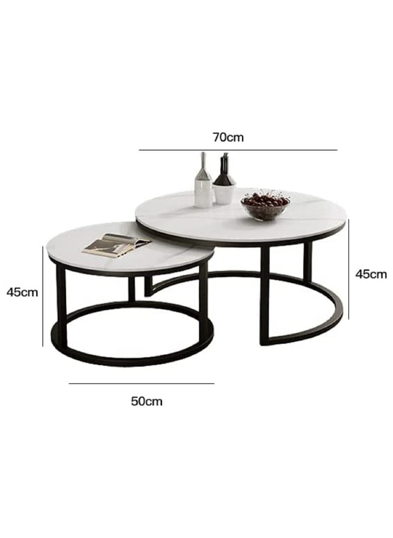 AGD - Style Coffee Tables Set Mordern , End Tables for Living Room 2 Round Nesting Tables - Image 1