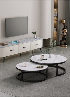 AGD Style Coffee Tables Set Mordern , End Tables for Living Room 2 Round Nesting Tables  - Image 5