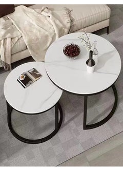 AGD Style Coffee Tables Set Mordern , End Tables for Living Room 2 Round Nesting Tables  - Image 1
