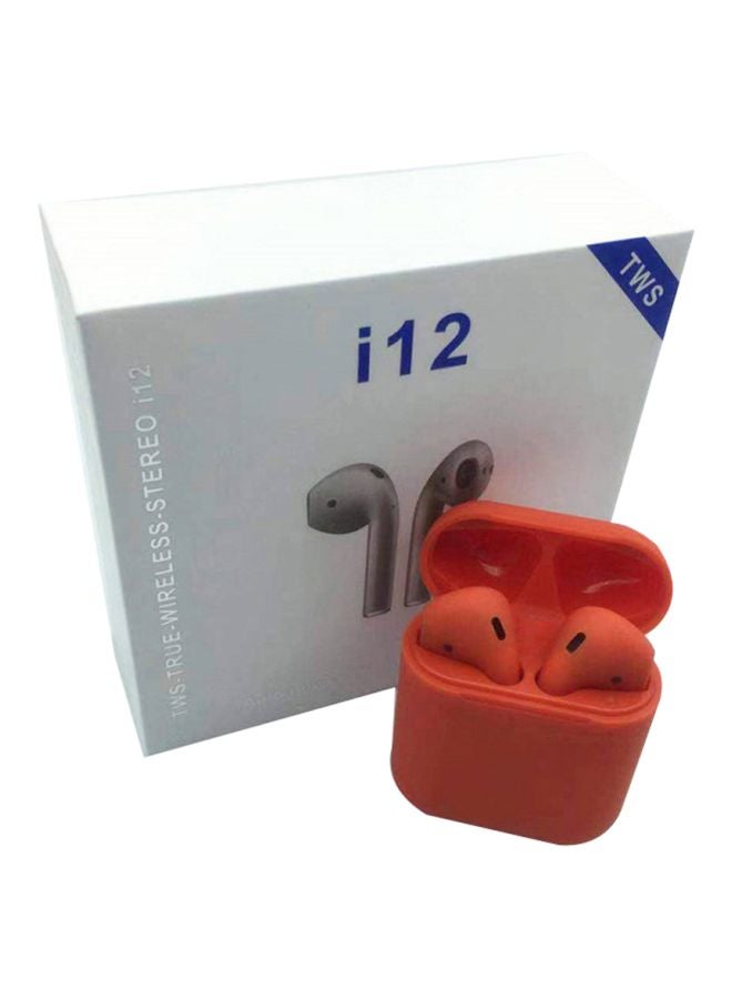 سماعة إيربادز i12 TWS تعمل بتقنية البلوتوث مع علبة شحن أحمر - Image 1
