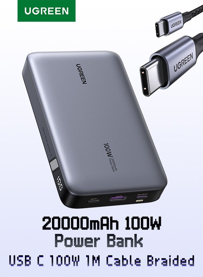 Ugreen 【UGREEN POWER KIT】 20000mAh 100W Power Bank+ 1M 100W USB C Cable, Portable Fast Charger for iPhone 16/15, Galaxy S24/S23 Ultra, MacBook, iPad, Laptop – Black - Image 1