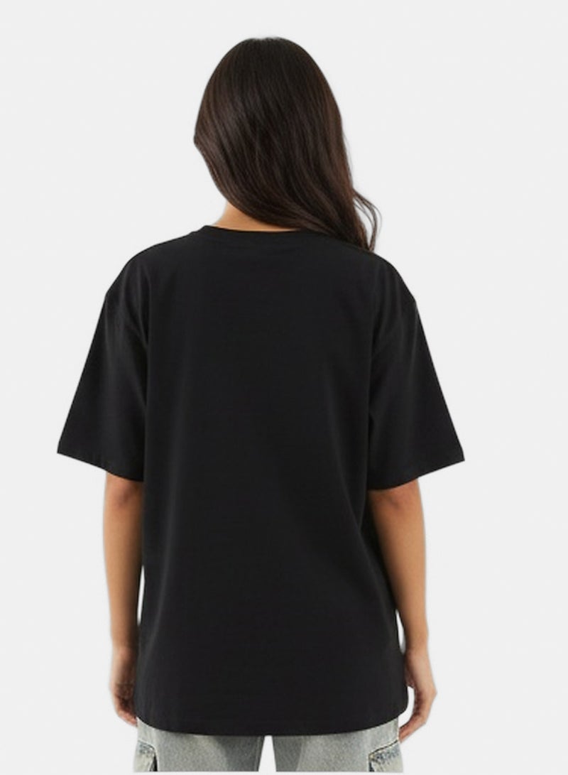 RAVIN Women Black 'Just Vibing' Oversized Graphic Tee - Image 2