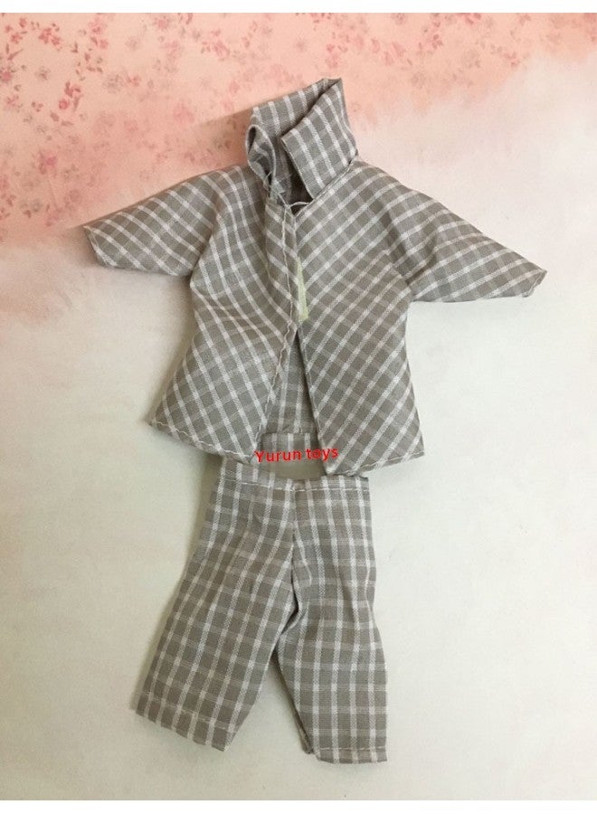 Men's Ken Dress Doll Clothes Prince Ken Suit Sportswear Top Pants Shirt Two-Piece Set Boys-Color:Gray Lattice Set - Image 1