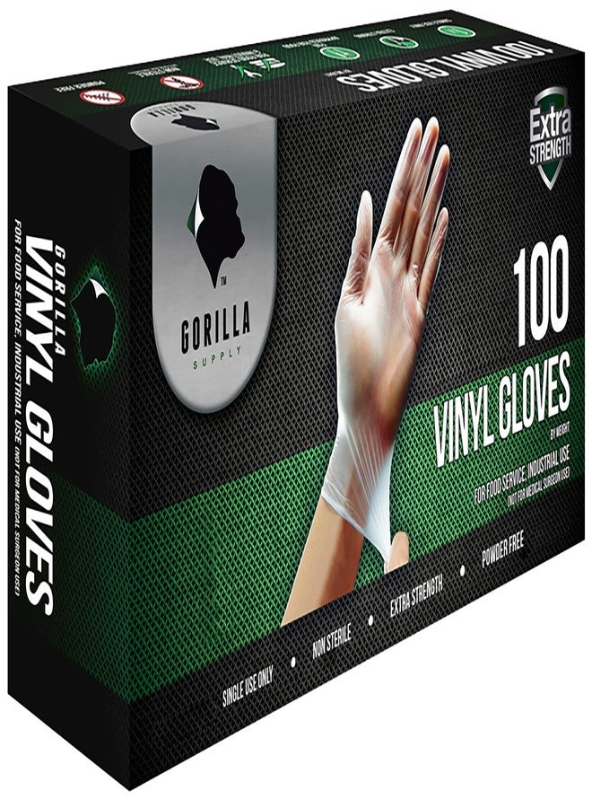 GORILLA SUPPLY Disposable Heavy Duty Vinyl Gloves Latex Free Powder Free, BPA Free Food Safe Grade Disposable Glove, X-Large XL, 100 Count - Image 1