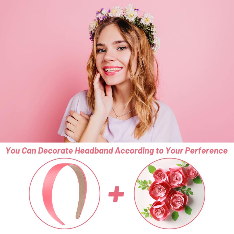anezus 16 Pcs Satin Headbands Bulk 1 Inch Anti-slip Ribbon Hair Bands Plain Hard Headbands for Women Girls DIY Craft Hair Accessories (Pastel Color) - Image 5