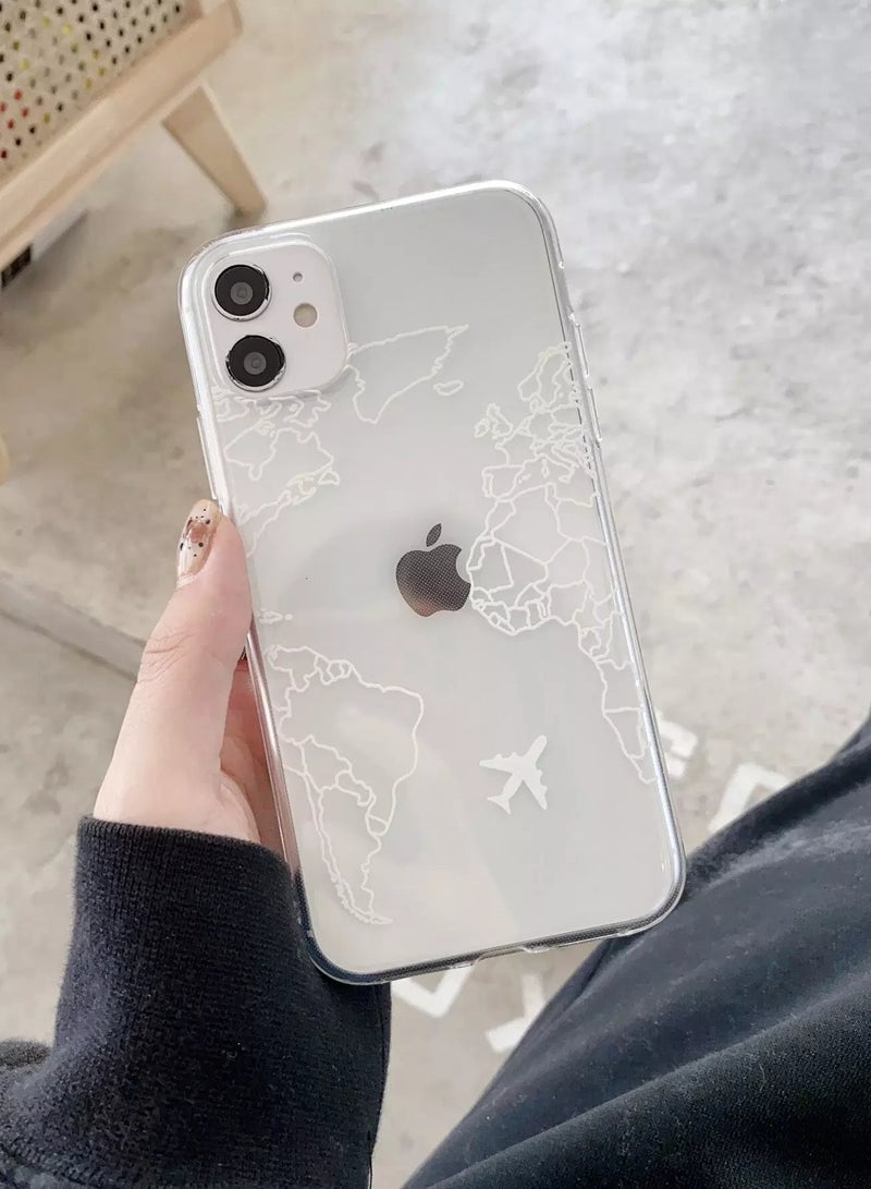 1pc Map Pattern Clear Case Compatible With iPhone  - Image 1