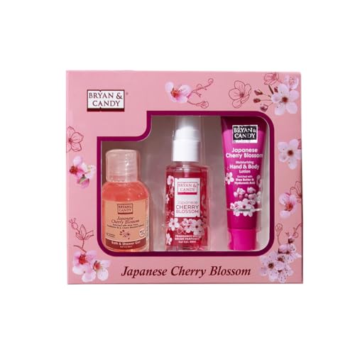 BRYAN  CANDY Bryan & Candy Cherry Blossom Bath Kit Gift Set For Mothers | Shower Gel, Fragrance Mist, Hand & Body Lotion | Vegan, pH 5.5, SLS & Paraben-Free | - Image 1