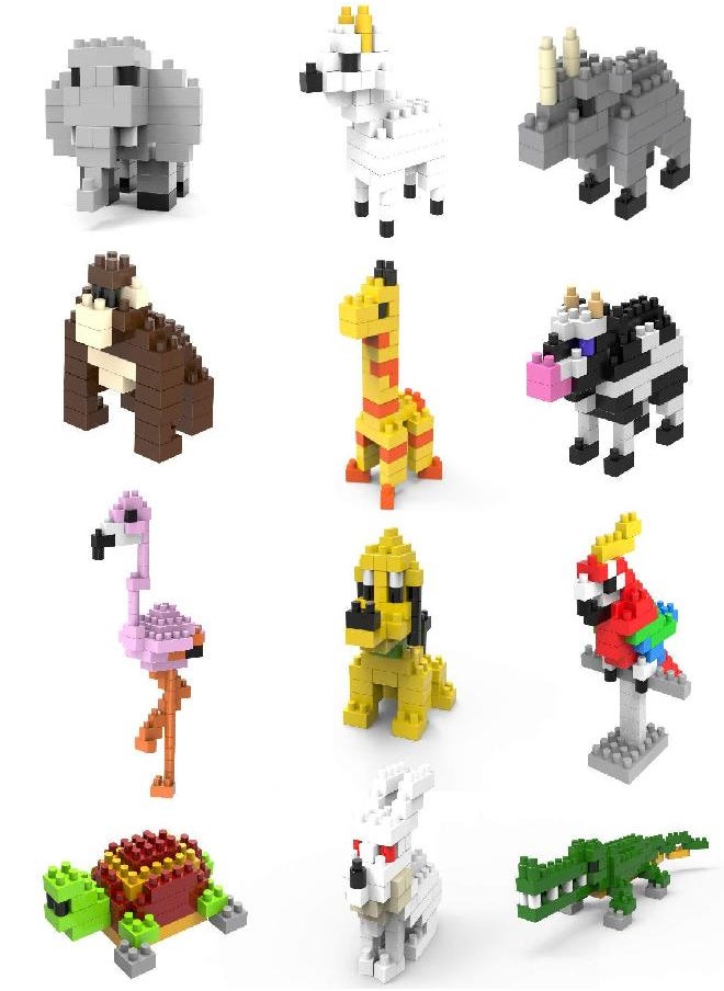 Jellydog Toy Jellydog Toy Mini Building Blocks Animals,Party Favors for Kids,12 in 1 Stem Toys Building Sets, Assorted Mini Animals Building Blocks Sets for Goodie Bags, Prize,Cake Topper  - Image 1