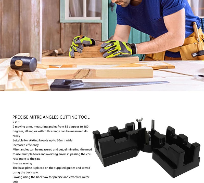 2 in 1 Mitre Measuring Cutting Tool, Precise Angle Finder Protractor Digital Tool for Carpentry - Durable ABS PC Stainless Steel, Accurate Sawing for Home Improvement - Image 2