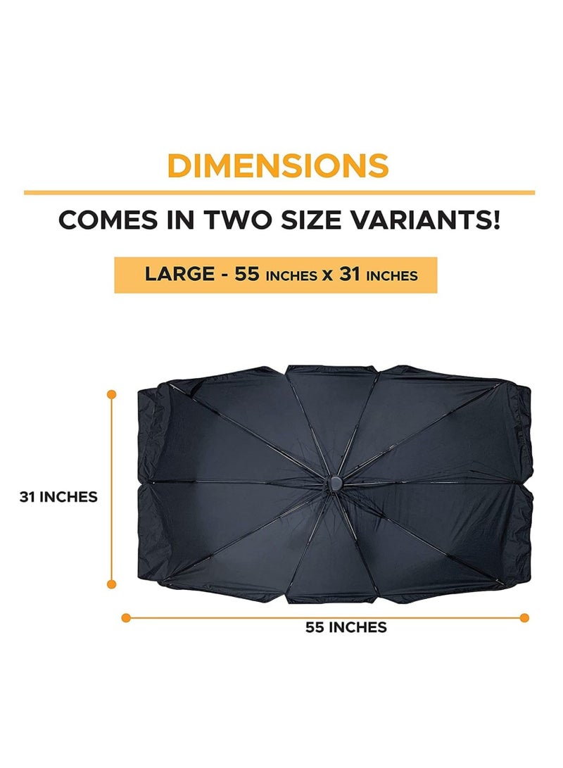 Car Windshield Sunshade | Foldable Reflector Umbrella Sunshade for Cars, Blocks UV Rays Sun Visor Protector Sunshade to Keep Your Vehicle Cool and Damage Free - Image 3