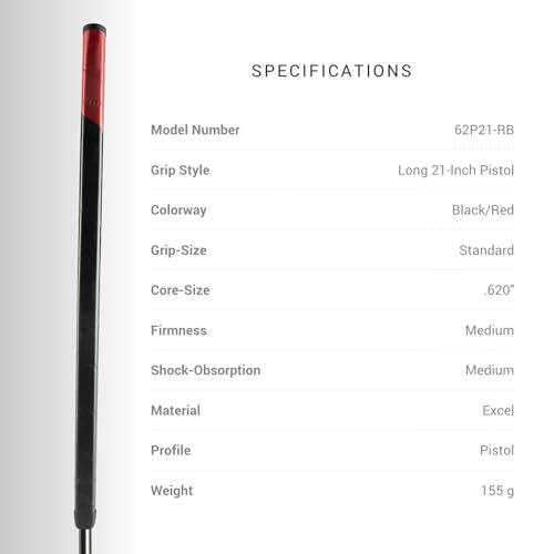 Winn 21-inch Putter Grip (Red/Black) - Image 3