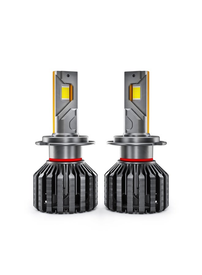 GPNE Upgraded LED Headlight Bulbs H7 H11 H4 6000K 150W 14500LM Super Bright Car Bulb for Night Driving Desert Use Plug and Play Cooling Fan (Pack of 2) - Image 1