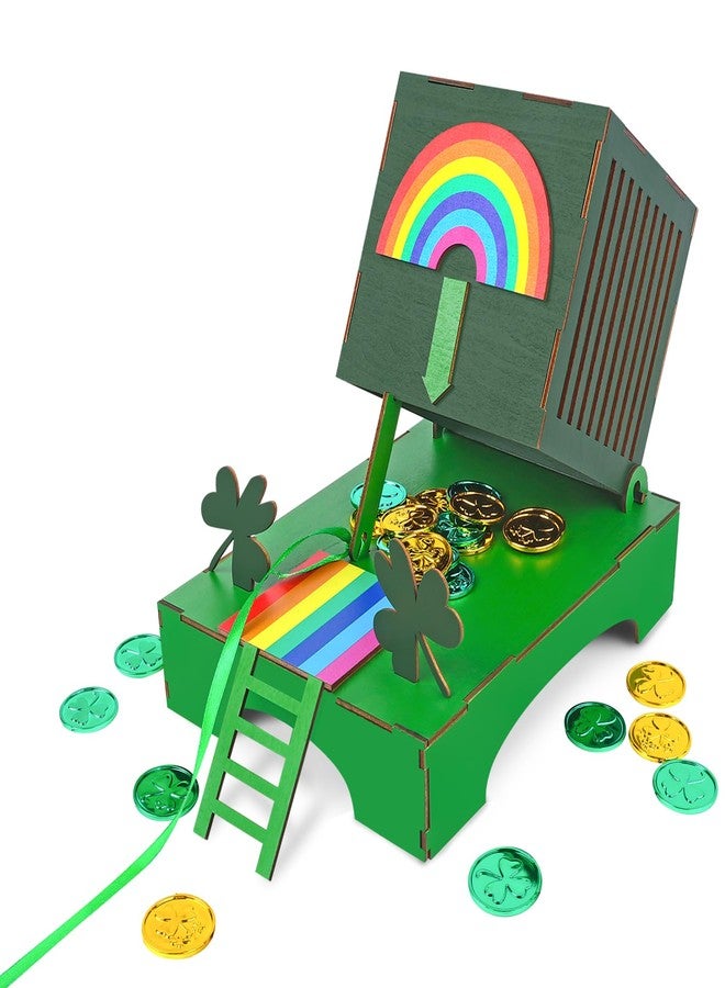 Phoncoo St Patrick's Day Leprechaun Trap Kit for Kids, St Patrick's Day Wood DIY Crafts Kit to Catch A Leprechaun, St Patrick's Day Party Decorations Leprechaun Trap Toys Gifts for Kid Friends - Image 1