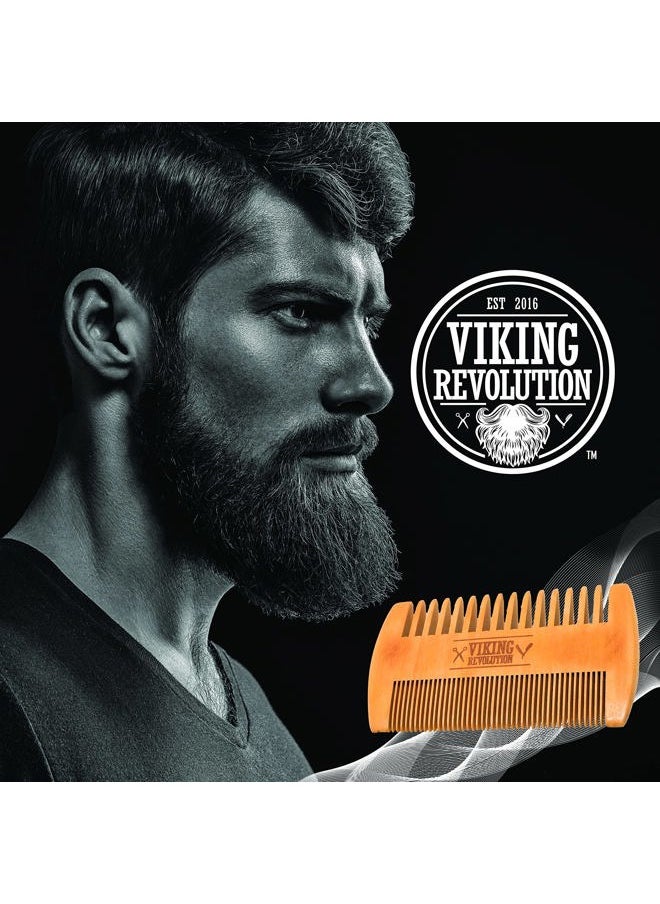 Viking Revolution - Wooden Beard Comb & Case, Dual Action Fine & Coarse Teeth, Perfect for use with Balms and Oils, Top Pocket Comb for Beards & Mustaches by Viking Revolution - Image 1