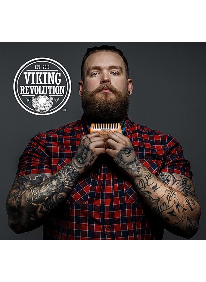 Viking Revolution Wooden Beard Comb & Case, Dual Action Fine & Coarse Teeth, Perfect for use with Balms and Oils, Top Pocket Comb for Beards & Mustaches by Viking Revolution  - Image 3