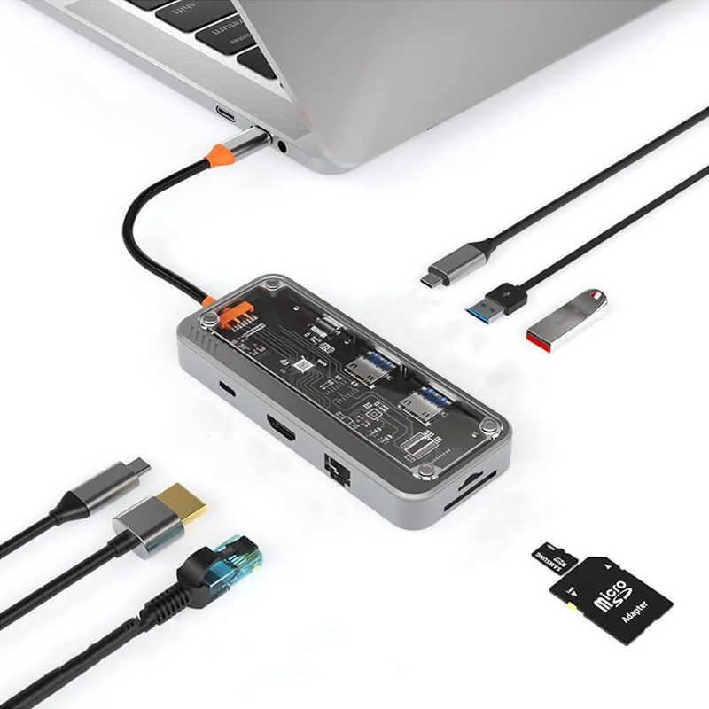 CoverZone Multiplexer Adapter 8 In 1 USB C Type-C To USB A, USB C Macbook Compatible Converter Adapter Multi Port Multiplexer 8in1 USB Hub ZR663