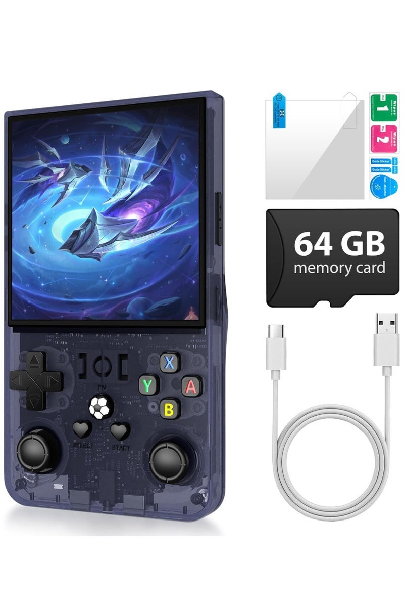 JAJEEK R36 Max Game Console 4 Inch Full IPS Screen Portable Retro Handheld Game Console Built-in 18000+ Games With Open Source Linux System & 64GB Memory Card Video Games Console Support 30+ Simulator Platform 4000mAh Battery Toys And Games For Kids And Adults Transparent Grey - Image 2