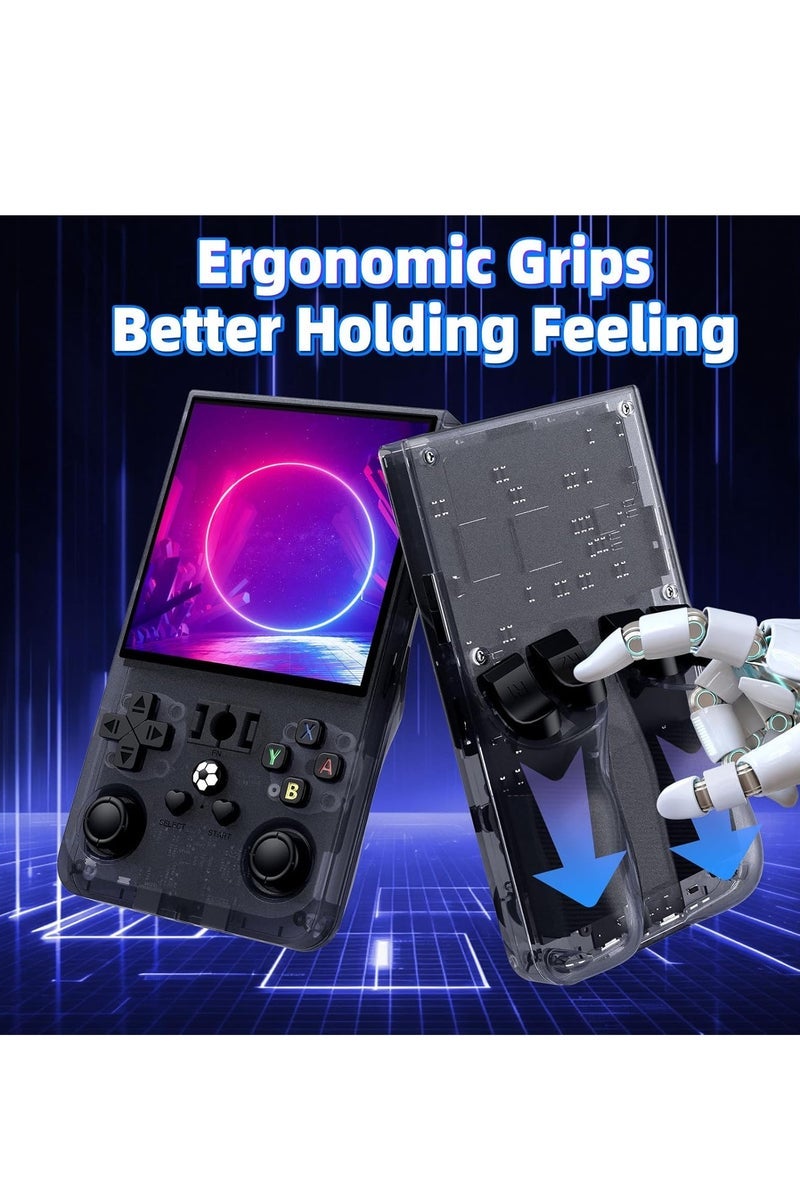 JAJEEK R36 Max Game Console 4 Inch Full IPS Screen Portable Retro Handheld Game Console Built-in 18000+ Games With Open Source Linux System & 64GB Memory Card Video Games Console Support 30+ Simulator Platform 4000mAh Battery Toys And Games For Kids And Adults Transparent Grey - Image 5