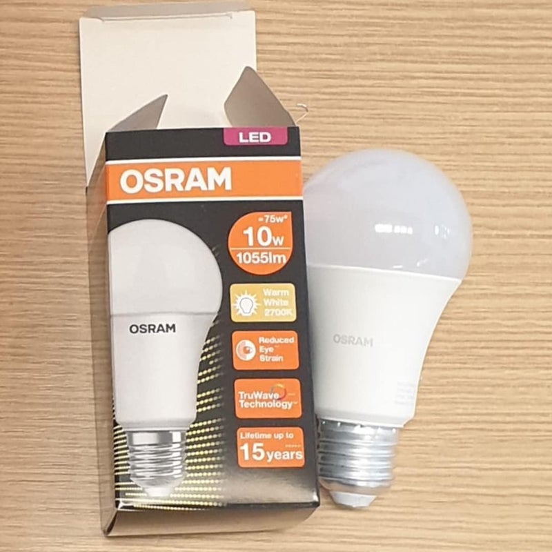 OSRAM E27 LED Value Classic A75 Warm White 10W 2700K Frosted Screw Base - Pack of 10 - Image 3