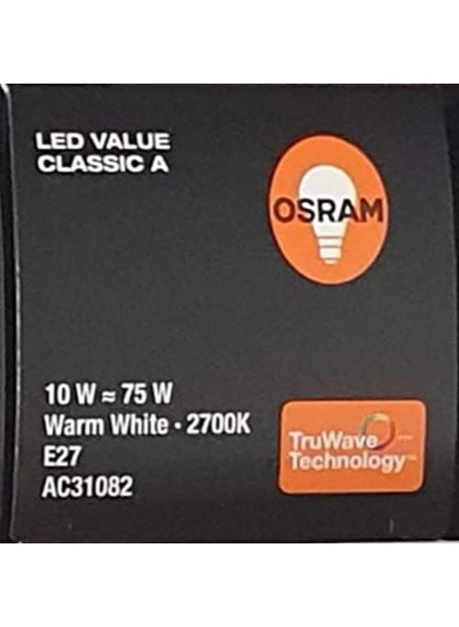 OSRAM E27 LED Value Classic A75 Warm White 10W 2700K Frosted Screw Base - Pack of 10 - Image 4