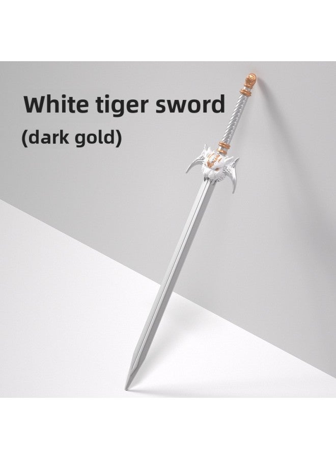 Toy Sword Simulation Vermilion Sword Shield Children's Toy Sword Soft Rubber Material PU Sword Set Sword Toy-Color:White Tiger Sword  - Image 1