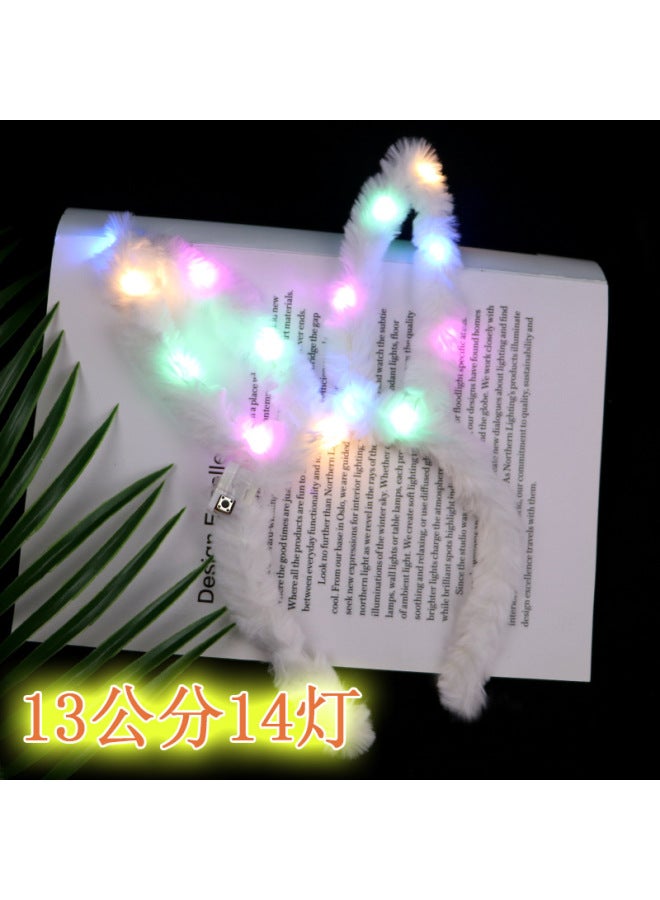 Cute Luminous Plush Rabbit Ear Hairband 14 Light Girl Flash Headband Push Sweep Code Small Gift Party Activity - Image 4