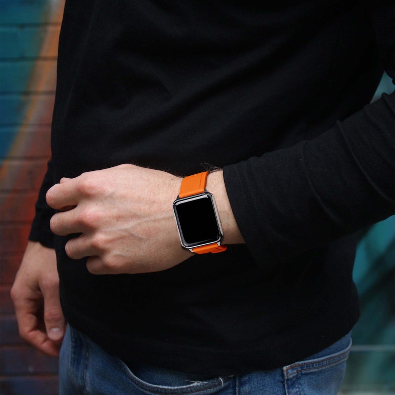 BISONSTRAP 22mm Silicone Watch Bands, Flexible Rubber Watch Straps for Men and Women, Orange with Silver Buckle - Image 5