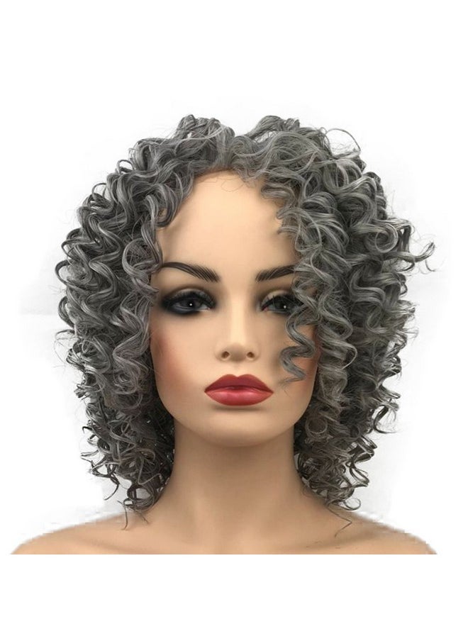 Wiginway Wiginway Lace Front Wigs Short Grey-white Curly Wig Color Naturally Synthetic Heat Resistant  - Image 1
