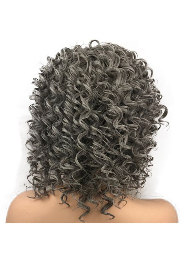 Wiginway Wiginway Lace Front Wigs Short Grey-white Curly Wig Color Naturally Synthetic Heat Resistant  - Image 4