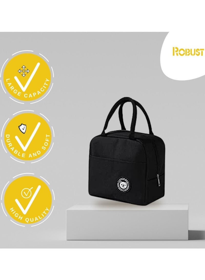 روبوست حقيبة غداء معزولة من روبست للنساء والرجال، مانعة للتسرب ومقاومة للماء، حقيبة براد محمولة خفيفة الوزن للبالغين والأطفال، مناسبة للعمل في المكتب، الخارج، النزهات، المدرسة (اللون: أسود). - Image 3