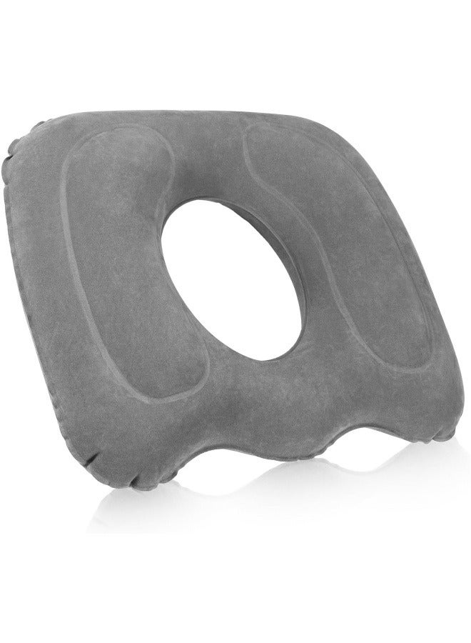Inflatable Hemorrhoid Pillows, Donut Pillow for Tailbone Pain, Adjustable Inflatable Seat Cushion for Bed Sores, Postpartum Pregnancy, Car Seat, Airplane, 17.7'' x 15.4'' x 4.3'' - Image 1