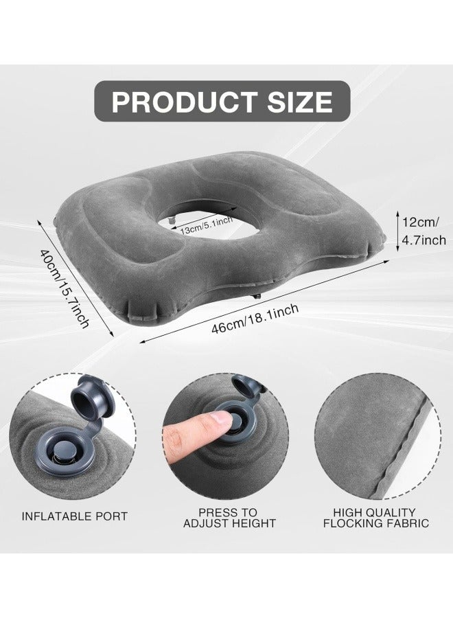 Inflatable Hemorrhoid Pillows, Donut Pillow for Tailbone Pain, Adjustable Inflatable Seat Cushion for Bed Sores, Postpartum Pregnancy, Car Seat, Airplane, 17.7'' x 15.4'' x 4.3'' - Image 2