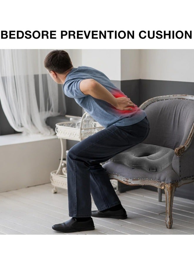 Inflatable Hemorrhoid Pillows, Donut Pillow for Tailbone Pain, Adjustable Inflatable Seat Cushion for Bed Sores, Postpartum Pregnancy, Car Seat, Airplane, 17.7'' x 15.4'' x 4.3'' - Image 4
