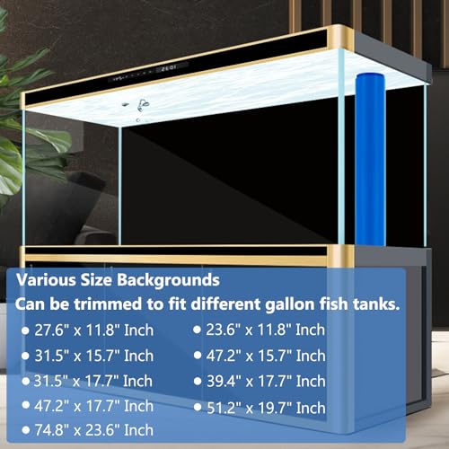 XCNO Aquarium Background Static Cling Black Fish Tank Background Wallpaper Fish Tank Backdrop Vinyl Aquarium Poster Background 32 x 18 in - Image 3