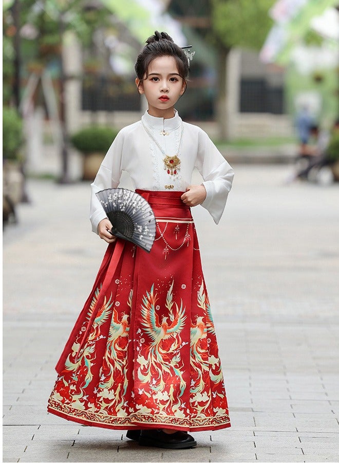 Hanfu Replicas, Ming Dynasty Hanfu，Costume Performance Clothing Set, Skirts + Short Sleeves + Antique Fan + Necklace - Image 1