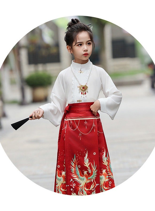 Hanfu Replicas, Ming Dynasty Hanfu，Costume Performance Clothing Set, Skirts + Short Sleeves + Antique Fan + Necklace - Image 5