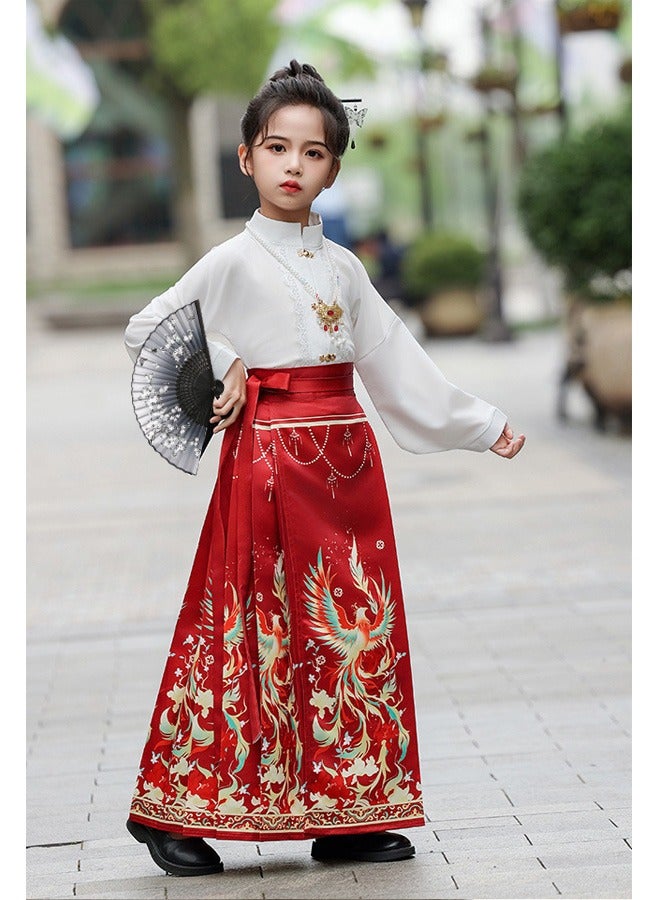 Hanfu Replicas, Ming Dynasty Hanfu，Costume Performance Clothing Set, Skirts + Short Sleeves + Antique Fan + Necklace - Image 4