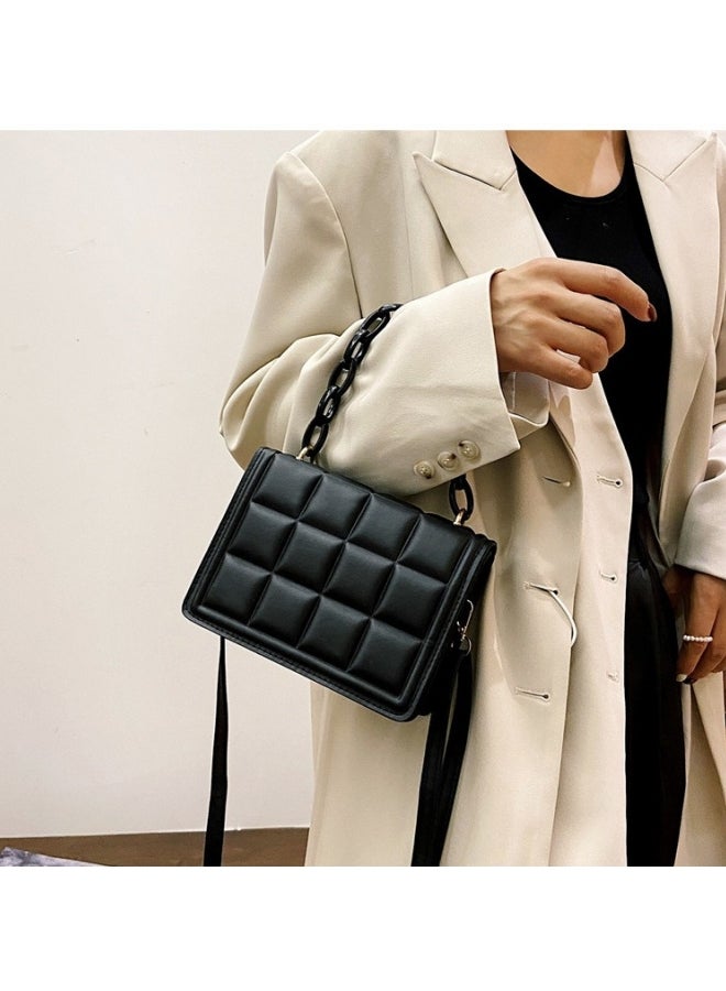 Women's Checkered Shoulder Bag, Ladies Large Capacity Crossbody Bag Sling Bag Side Bag Carry Bag, PU Leather Handbag Tote Bags Clutch Bag Satchel Bag Phone Bag Beach bag for Girls/College Students - Image 3