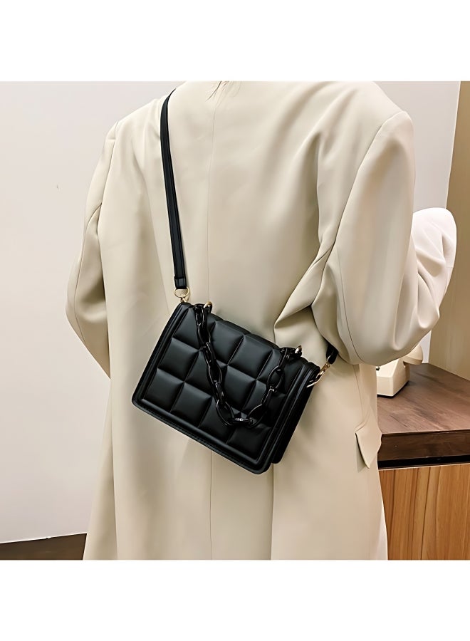 Women's Checkered Shoulder Bag, Ladies Large Capacity Crossbody Bag Sling Bag Side Bag Carry Bag, PU Leather Handbag Tote Bags Clutch Bag Satchel Bag Phone Bag Beach bag for Girls/College Students - Image 2