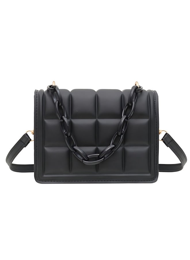 Women's Checkered Shoulder Bag, Ladies Large Capacity Crossbody Bag Sling Bag Side Bag Carry Bag, PU Leather Handbag Tote Bags Clutch Bag Satchel Bag Phone Bag Beach bag for Girls/College Students - Image 1